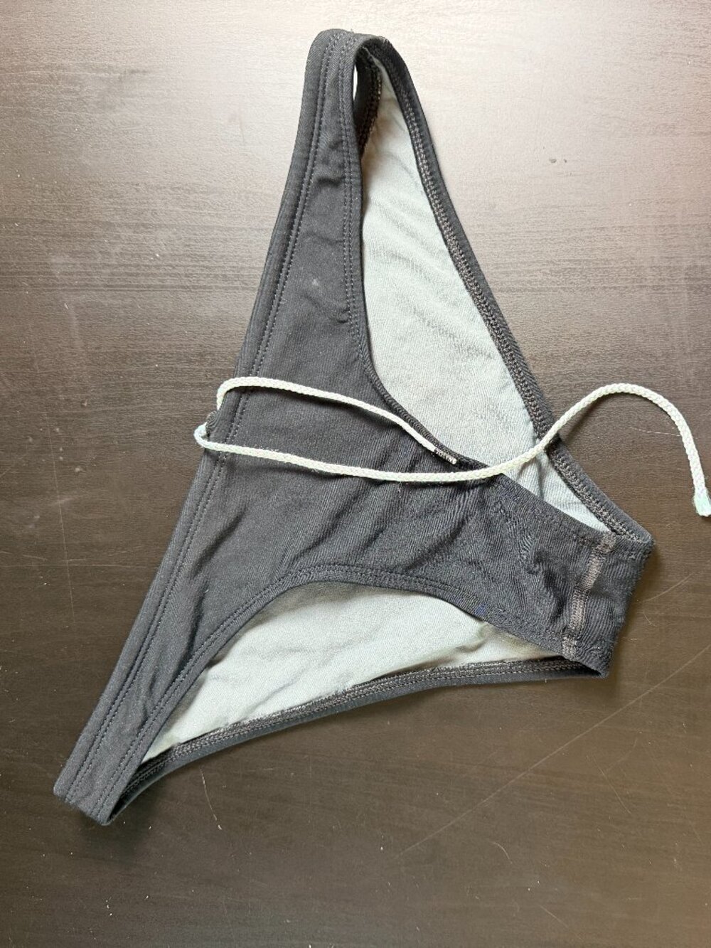 JOLYN Jo Lyn Bright Black Midl Drawstring Swim Bikini Bottoms Size Large
